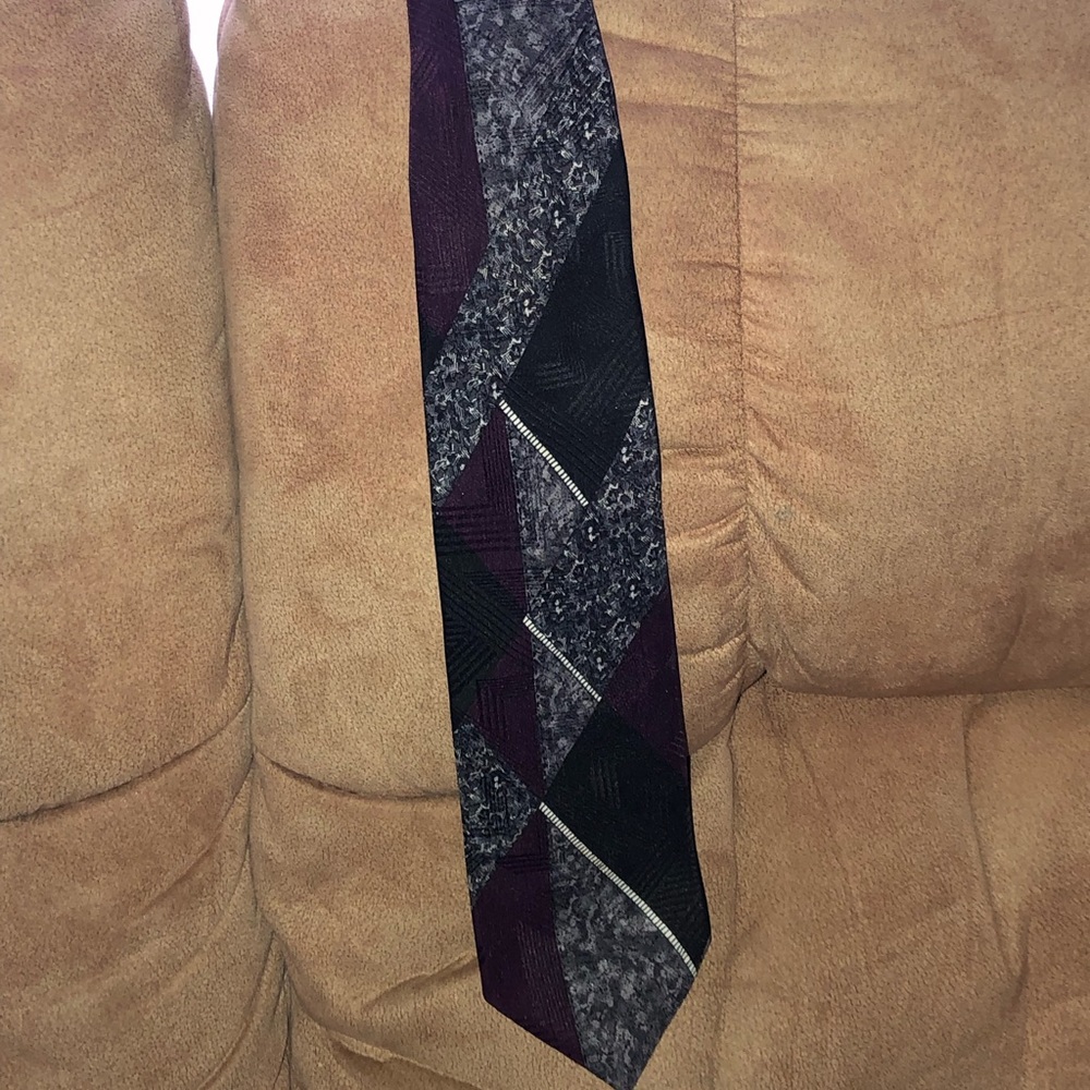 Purple, black and grey neck tie